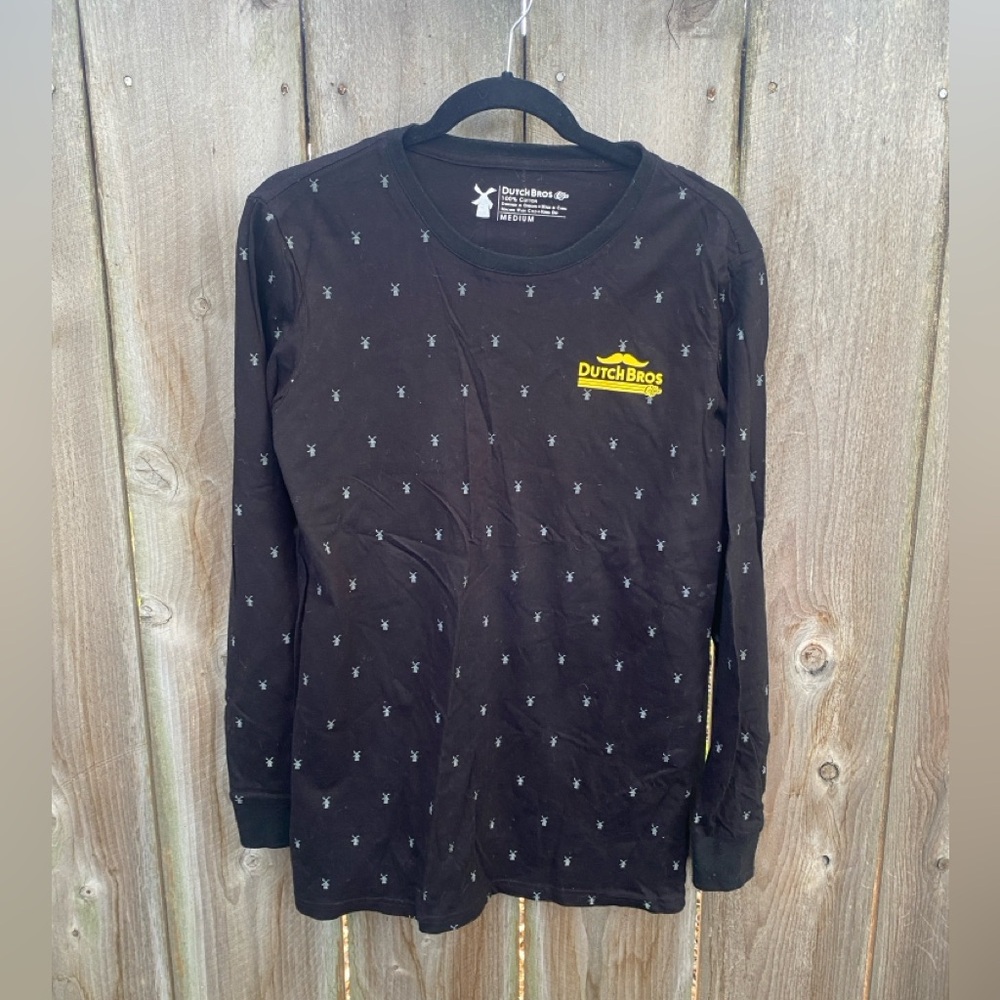 Dutch Bros Mustache Long Sleeve All Over Print T Shirt Medium